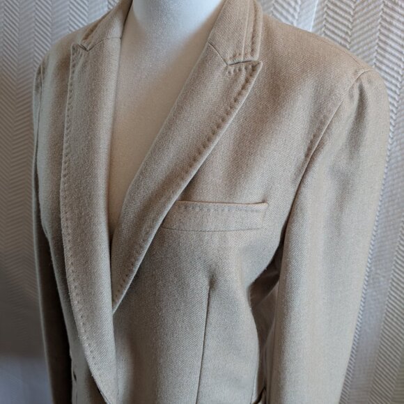 Massimo Dutti Wool blend blazer career Beige Size US10 Tailored Quiet Luxury - Picture 2 of 14